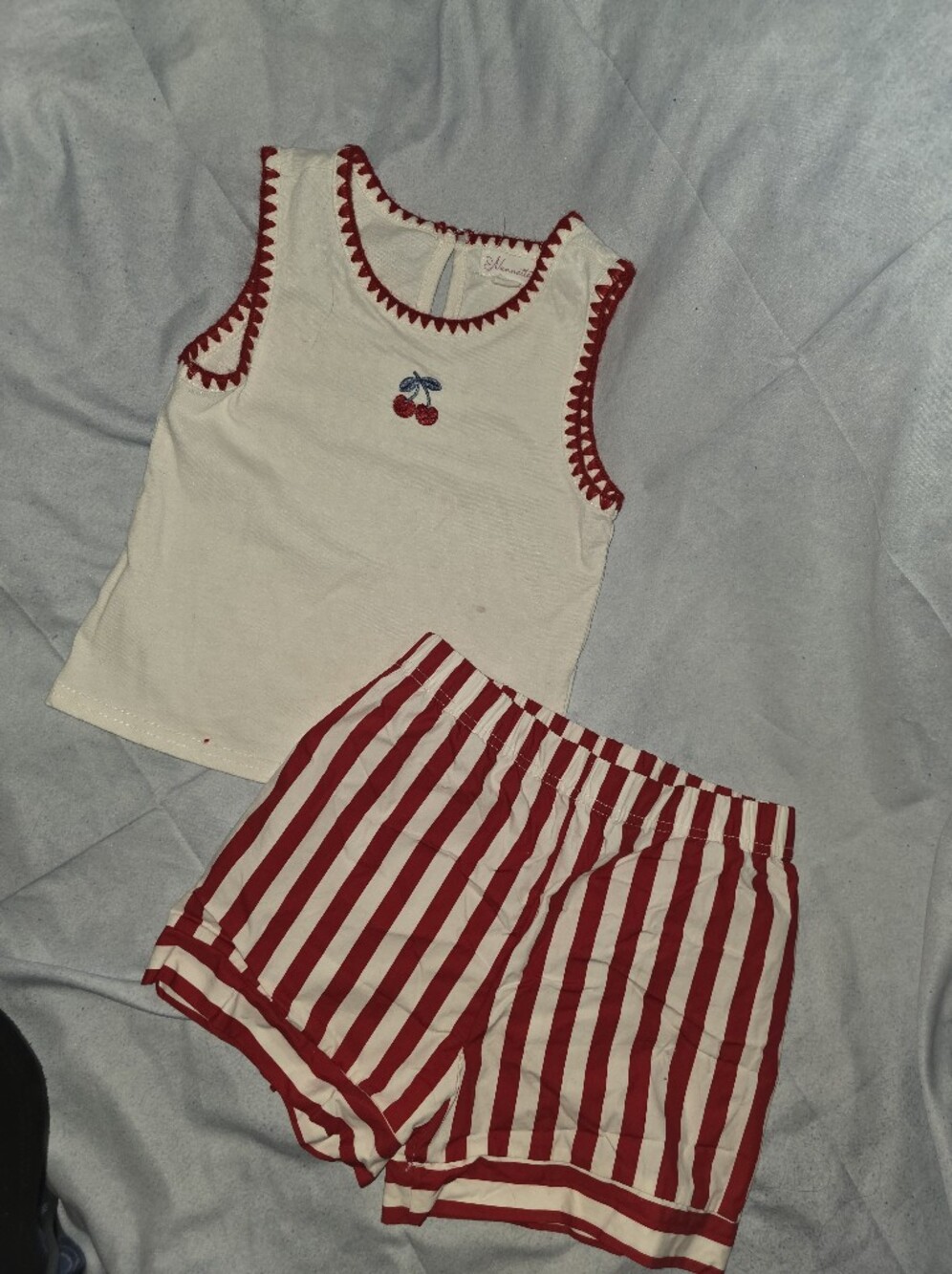 Nannette Cream Bottoms with Red Trim